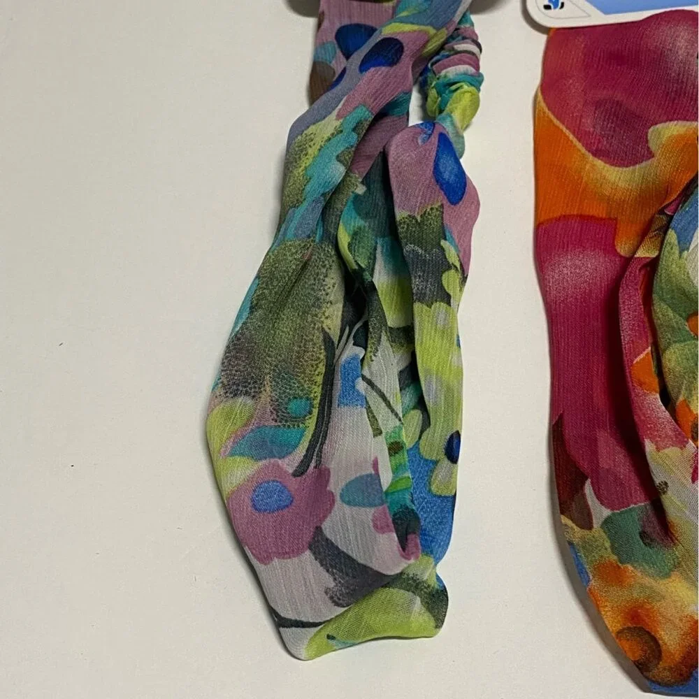 3pc Scunci Effortless‎ Beauty Hair Scarves Floral Multicolor Fashion Headwrap